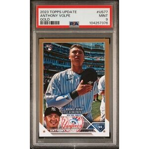 2023 Topps Update Series Rookie Debut Anthony Volpe #US77 Gold /2023 (RC) PSA 9